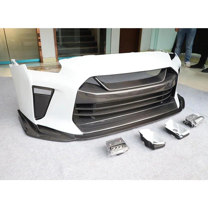 Top Secret Style Half Carbon Fiber Car Body Kit Car Bumpers Front Bumper For  GTR R35 2008-2019 Car Parts